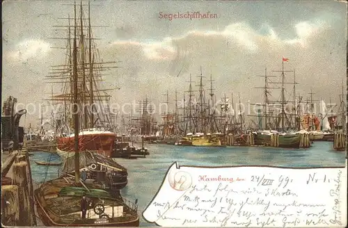 Segelschiffe Segelschiffhafen Hamburg Litho Kat. Schiffe