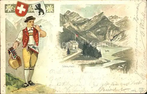 Sennerei Senner Trychle Seealpsee Litho Kat. Landwirtschaft