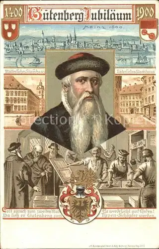 Gutenberg Johannes Buchdruck Mainz 1600 Jubilaeum Litho  Kat. Druckereigewerbe