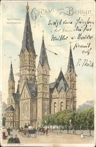 Verlag Hagelberg W. Nr. 36900 Berlin Kaiser Wilhelm Gedaechtniskirche Hold to Light Litho / Verlage /