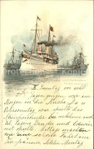 Dampfer Oceanliner S. M. Yacht Hohenzollern Litho  Kat. Schiffe