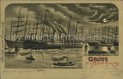 Dampfer Oceanliner Segelschiffe Hamburg Hafen Litho Kat. Schiffe