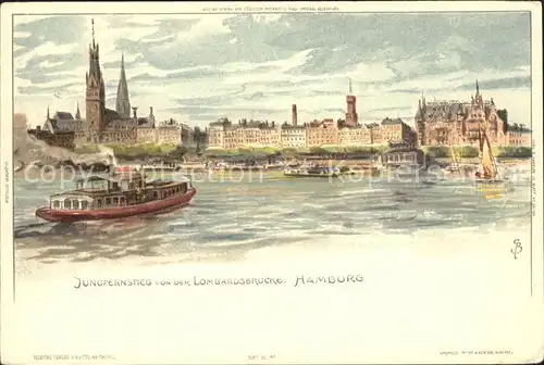 Biese Carl Karl Hamburg Jungfernstieg Lombardsbruecke  Kat. Kuenstlerlitho