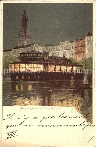 Biese Carl Karl Hamburg Alsterpavillon bei Abend  Kat. Kuenstlerlitho