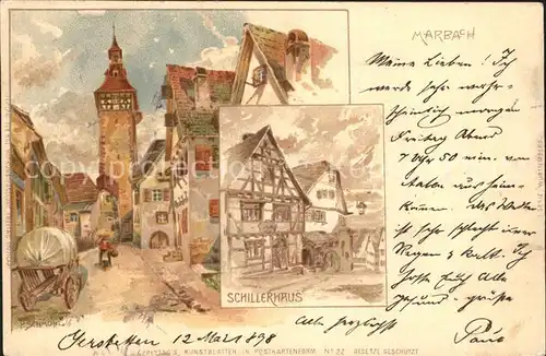 Schmohl P. Marbach Schillerhaus  Kat. Kuenstlerlitho