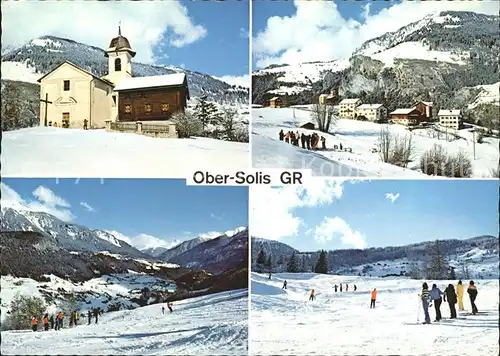 Obersolis Kirche Panorama Albulatal Skigebiet Kat. Albula