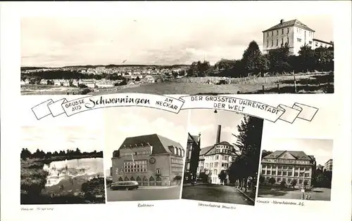 Schwenningen Neckar Panorama Neckar Ursprung Uhrenfabrik Mauthe Kienzle Uhrenfabrik Rathaus / Villingen-Schwenningen /Schwarzwald-Baar-Kreis LKR