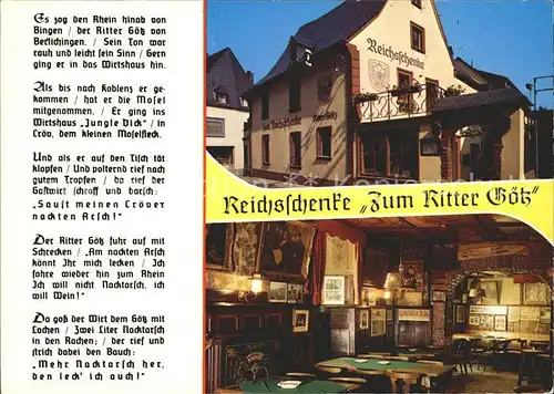 Kroev Mosel Reichsschenke Zum Ritter Goetz Gastraum / Kroev /Bernkastel-Wittlich LKR