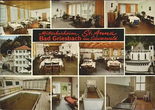 Bad Griesbach Schwarzwald  Muetterkurheim St Anna Gastraeume Kuranwendungen Details Kat. Bad Peterstal Griesbach