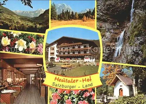 Heutal Unken Gasthof Pension Heutaler Hof Panorama Gastraum Wasserfall Kapellchen Kat. Unken