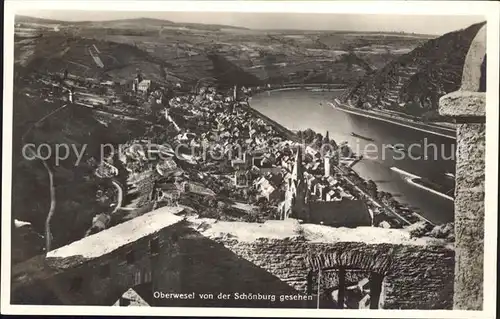 Oberwesel Rhein Blick von der Schoenburg