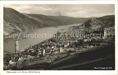 Foto Zeitz F.G. Nr. 1103 Oberwesel Ruine Schoenburg Kat. Berchtesgaden