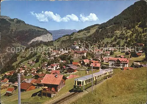 Wengen BE Panorama mit Wengernalpbahn Zahnradbahn Kat. Wengen