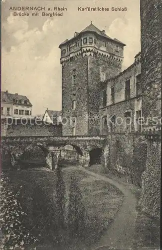 Andernach Rhein Bruecke mit Bergfried Kurfuerstl Schloss