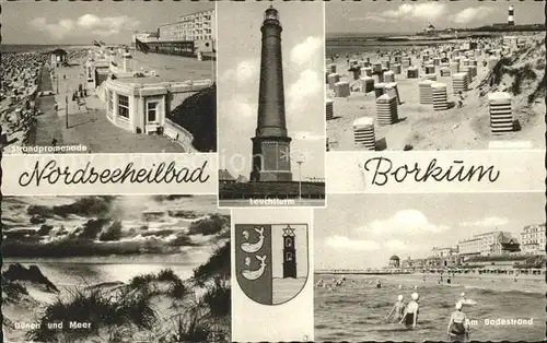 Borkum Nordseebad Strand und Leuchtturm