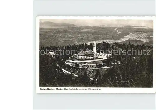 Baden Baden Merkur Berghotel Gaststaette Fliegeraufnahme Kat. Baden Baden