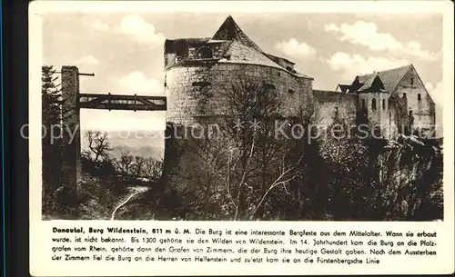 Burg Wildenstein Restaurant Wildenstein im Donautal Kat. Beuron