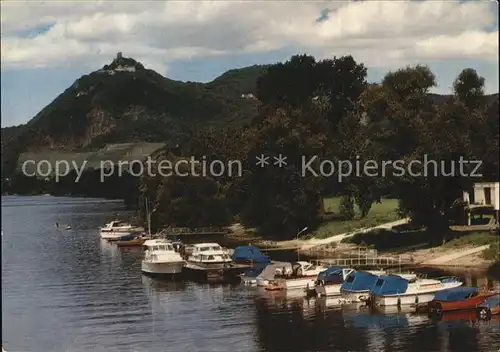 Bad Honnef Rheinufer Blick auf Drachenfels Kat. Bad Honnef