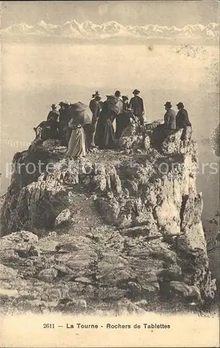 La Tourne Rochers de Tablettes Felsen Fernsicht Alpenpanorama Kat. Neuchatel