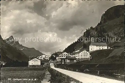 Spluegen GR Strasse Ortseingang Kirche Kat. Spluegen