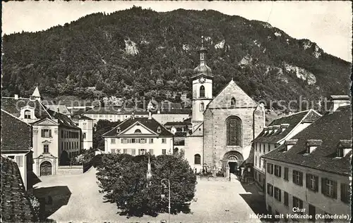 Chur GR Hofplatz mit Kirche Kat. Chur