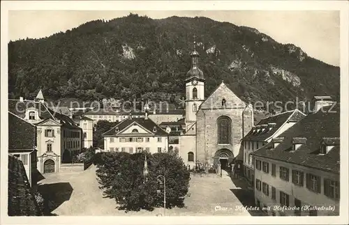 Chur GR Hofplatz mit Hofkirche Kat. Chur