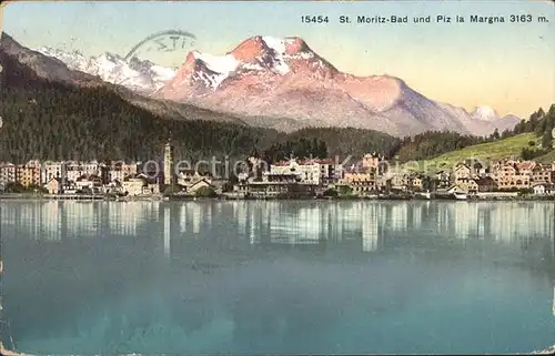 St Moritz Bad GR mit See und Piz la Margna Kat. St Moritz