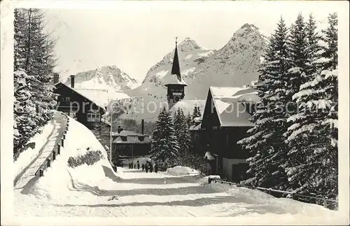 Arosa GR Dorfpartie mit Kirche Kat. Arosa