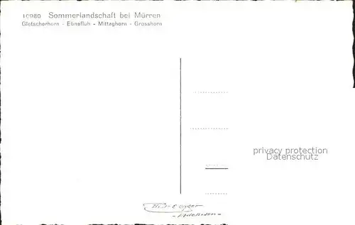 Muerren BE Berghaeuschen mit Gletscherhorn Ebnefluh Mittaghorn Grosshorn Kat. Muerren