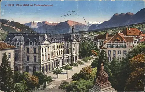 Chur GR Fontanadenkmal Alpenpanorama Kat. Chur