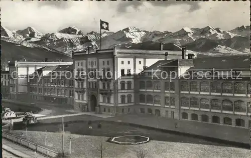 Thun BE Kaserne mit Eiger Moench Jungfrau bis Bluemlisalp Kat. Thun