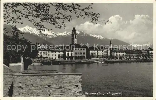 Ascona TI Uferpartie Lago Maggiore Kirche Alpenpanorama Kat. Ascona