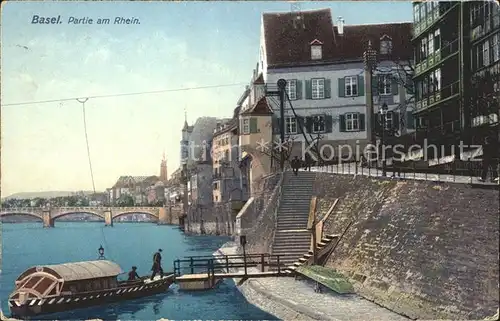 Basel BS Partie am Rhein Anleger Boot Bruecke Kat. Basel