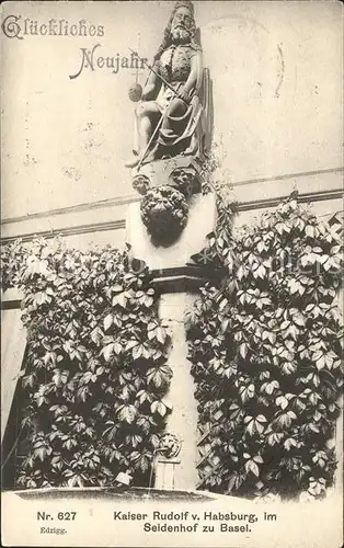 Basel BS Kaiser Rudolf von Habsburg im Seidenhof Statue Kat. Basel