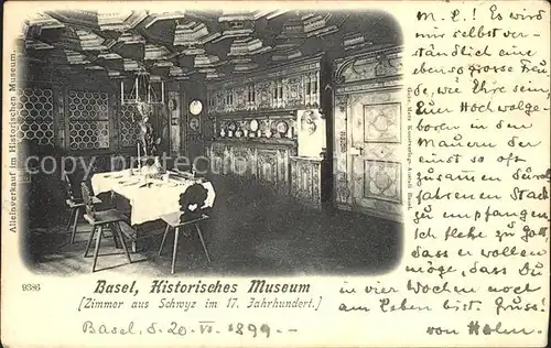 Basel BS Historisches Museum Zimmer aus Schwyz 17. Jhdt. Kat. Basel