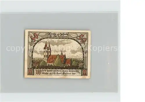 Jessnitz Anhalt 50 Pfennig Notgeld Altes Haus am Markt Kirche Kat. Jessnitz Anhalt