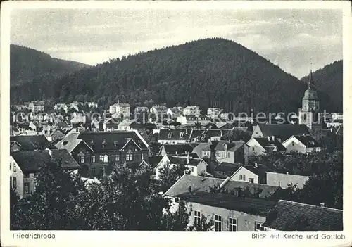 Friedrichroda Blick auf Kirche und Gottlob Kat. Friedrichroda