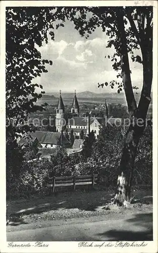 Gernrode Harz Blick auf Stiftskirche Kat. Gernrode Harz