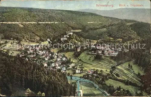 Schwarzburg Thueringer Wald Blick vom Trippstein Kat. Schwarzburg