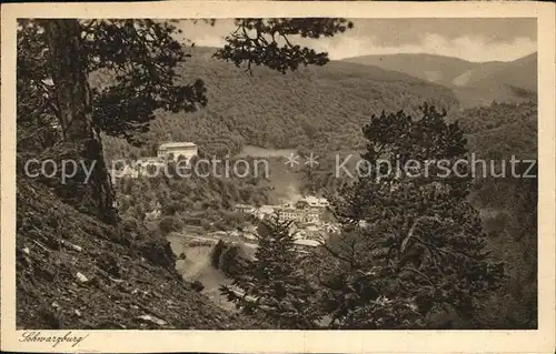 Schwarzburg Thueringer Wald Durchblick vom Trippstein Kat. Schwarzburg