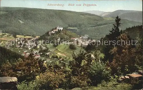 Schwarzburg Thueringer Wald Blick vom Trippstein Kat. Schwarzburg