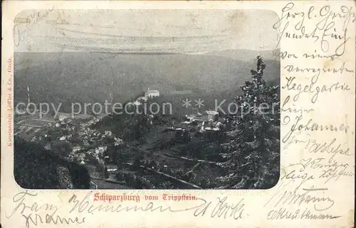 Schwarzburg Thueringer Wald Blick vom Trippstein Kat. Schwarzburg