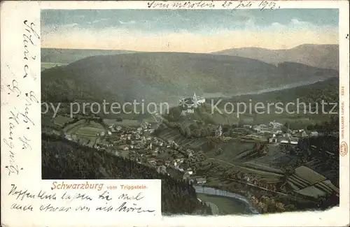 Schwarzburg Thueringer Wald Blick vom Trippstein Kat. Schwarzburg