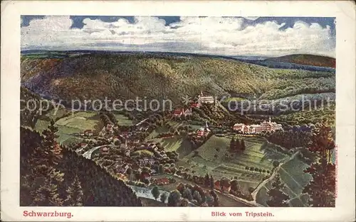 Schwarzburg Thueringer Wald Blick vom Trippstein Kat. Schwarzburg