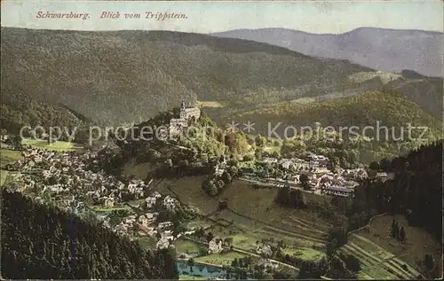 Schwarzburg Thueringer Wald Blick vom Trippstein Kat. Schwarzburg