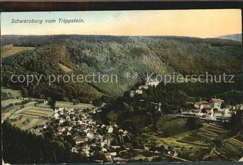 Schwarzburg Thueringer Wald Blick vom Trippstein Kat. Schwarzburg