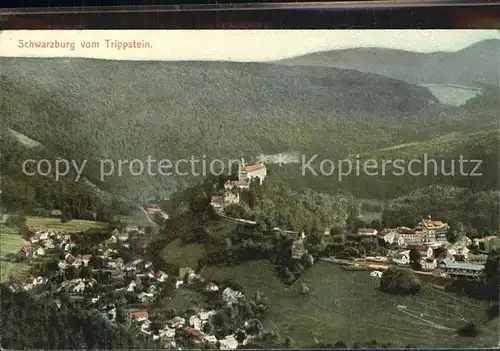 Schwarzburg Thueringer Wald Blick vom Trippstein Kat. Schwarzburg