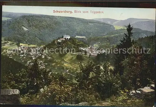 Schwarzburg Thueringer Wald Blick vom Trippstein Kat. Schwarzburg