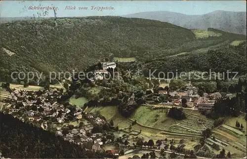 Schwarzburg Thueringer Wald Blick vom Trippstein Kat. Schwarzburg