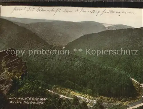 Schwarzatal Blick vom Griesbachfelsen Kat. Rudolstadt